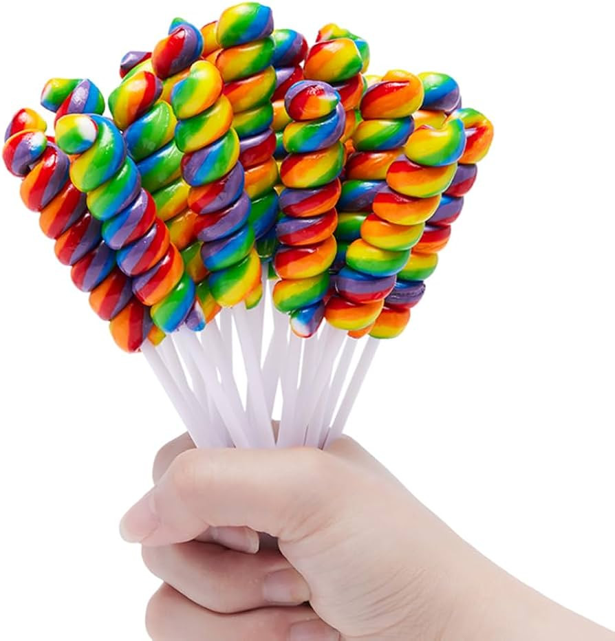 Twisty Lollipop, Rainbow Twist Lollipops Individually Wrapped Bulk, Kid's Lollipops Candy for Bir... | Amazon (US)