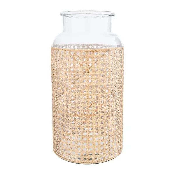 Product Overview Chevron DownDescriptionDetails:This clear glass vase is decorated with a coveri... | Bed Bath & Beyond