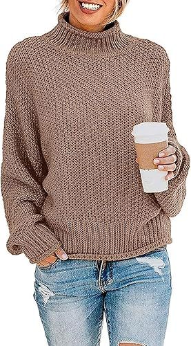 ZESICA Women's Turtleneck Batwing Sleeve Loose Oversized Chunky Knitted Pullover Sweater Jumper T... | Amazon (US)