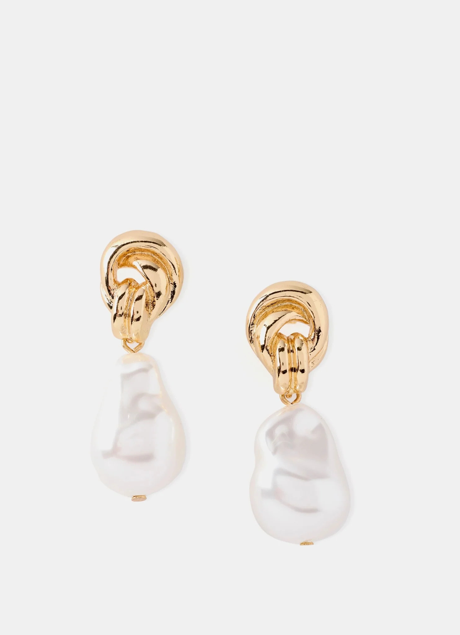 Gold Tone Pearl Drop Earrings | Mint Velvet