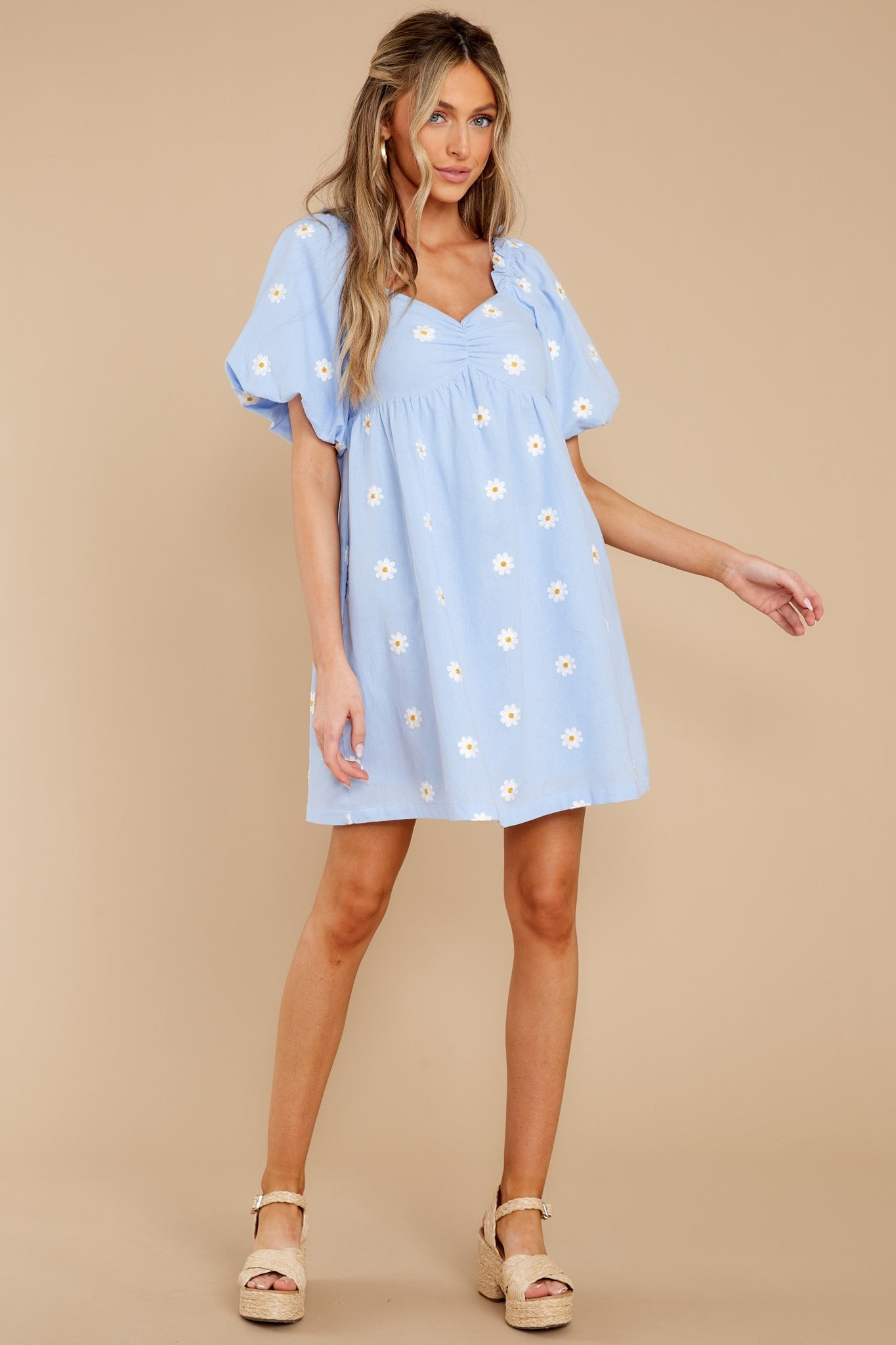 Darling Dances Light Blue Floral Print Dress | Red Dress 