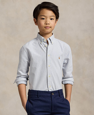 Polo Ralph Lauren Big Boys Embroidered Pony Logo Cotton Oxford Shirt - Macy's | Macy's