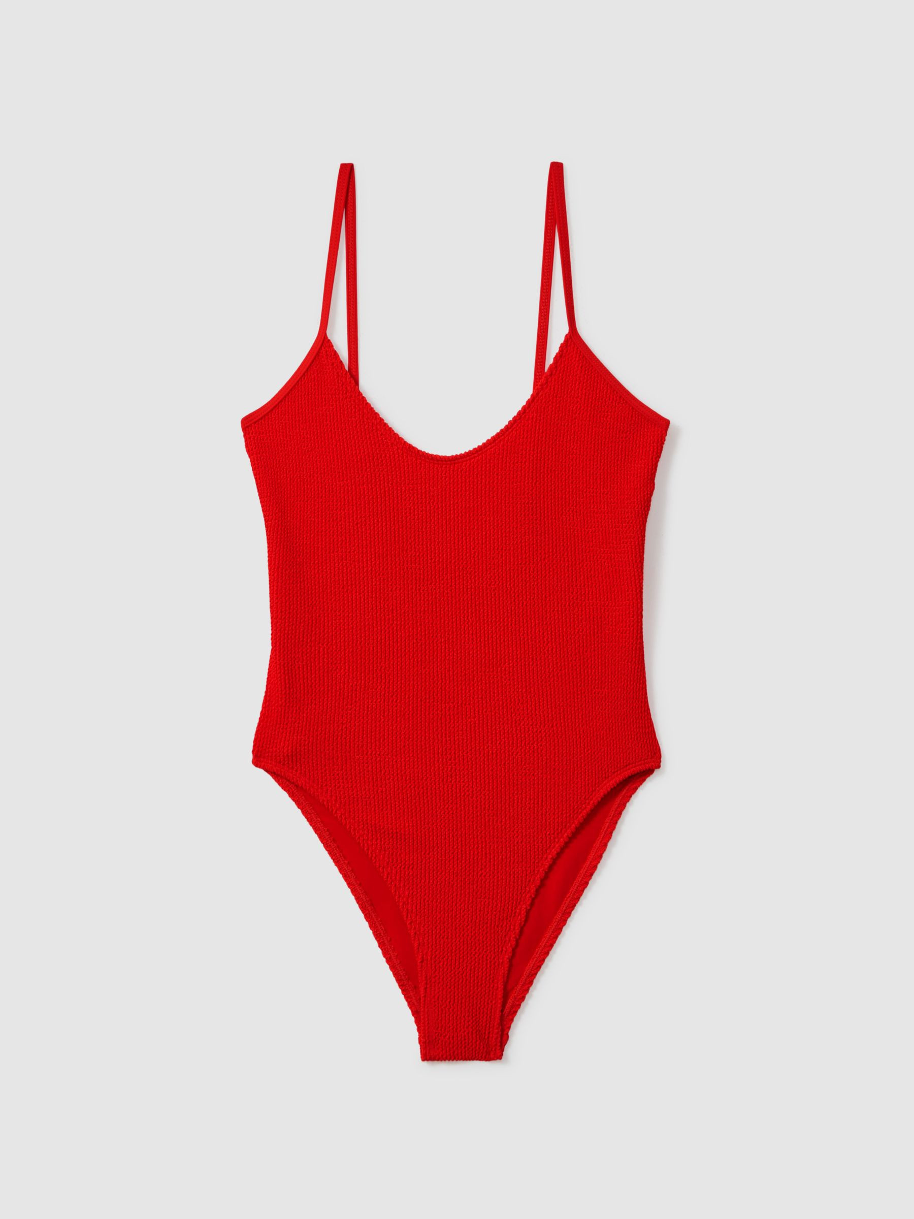 Reiss Good American Always Fits Textured Swimsuit in Bright Red - REISS | Reiss UK