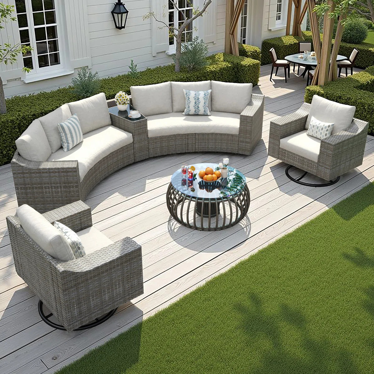 8 - Person Patio All-weather Wicker Outdoor Conversation Set With Swivel Rocking Chairs & Storage... | Wayfair North America