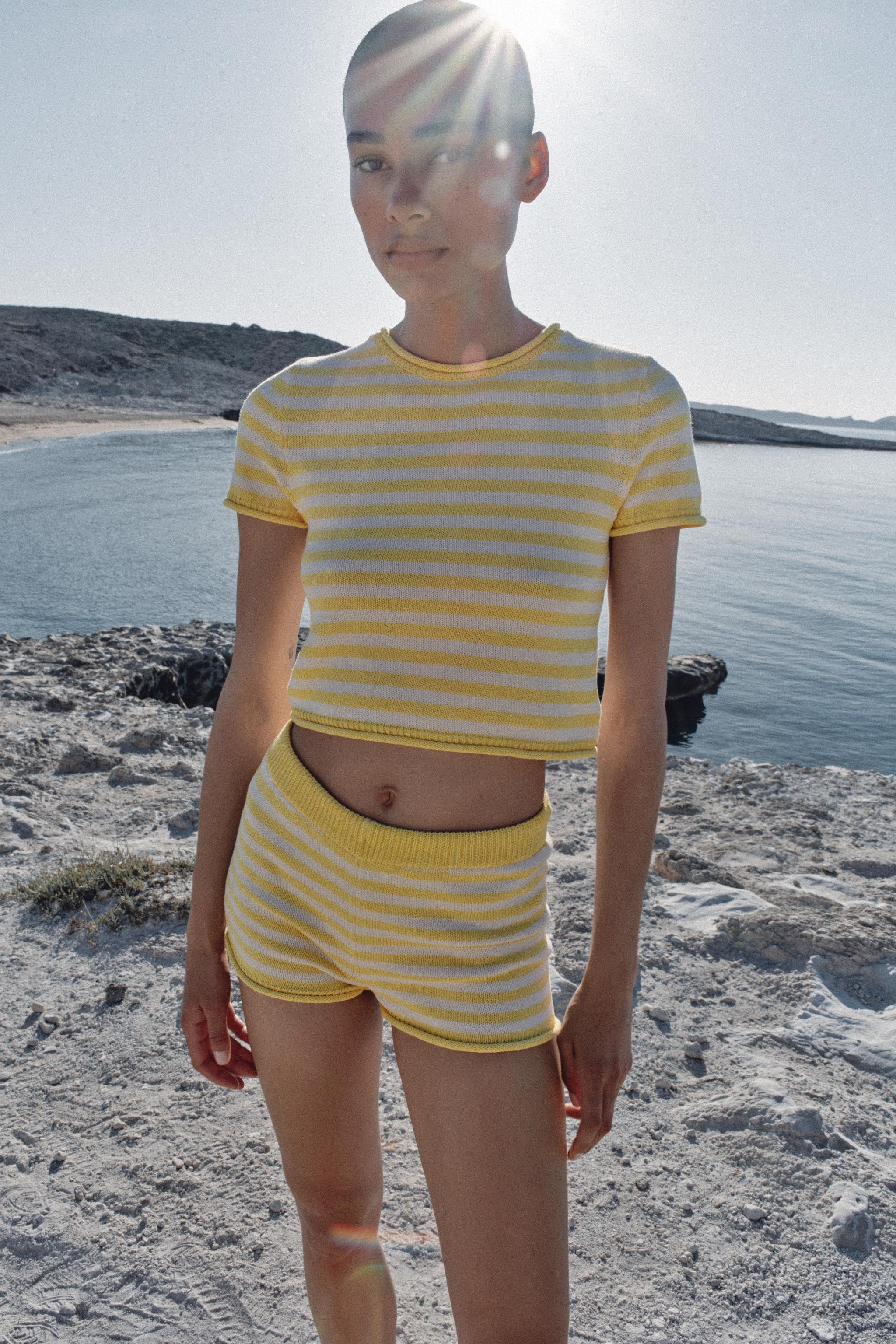 STRIPED KNIT SHORTS | Zara UK