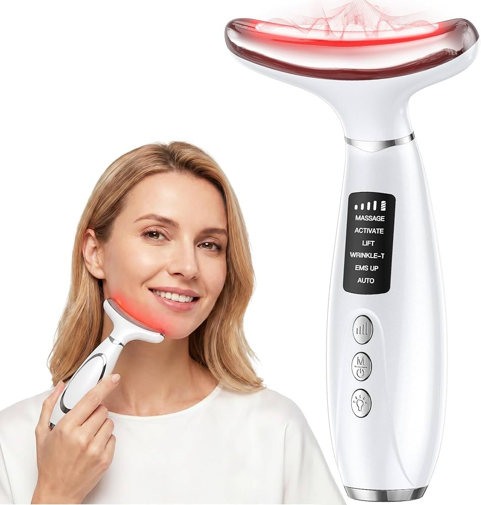 Red Light Therapy for Face & Neck, Face Massager Tool for Anti-Aging, Skin Facial Sculptor, 7-Col... | Amazon (US)