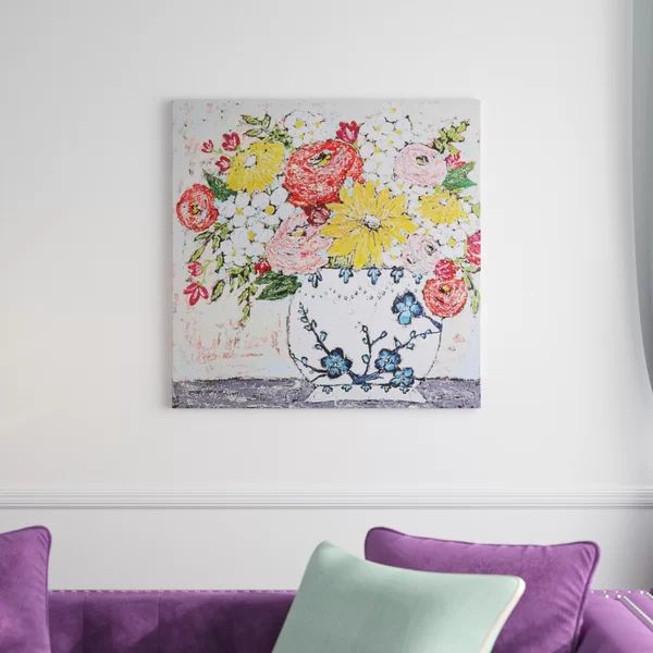 'Square' Floral Print on Canvas | Wayfair North America