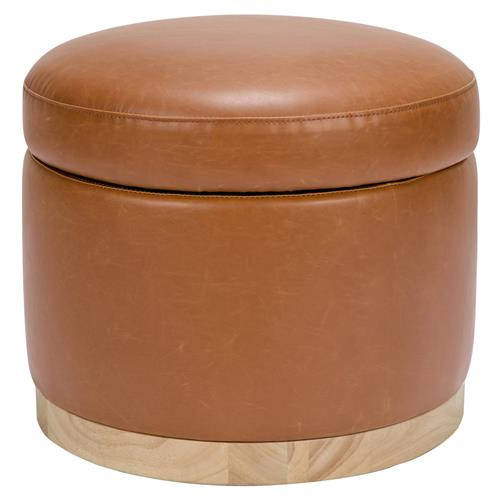 Babyletto Naka Modern Classic Tan Vegan Leather Storage Ottoman | Kathy Kuo Home