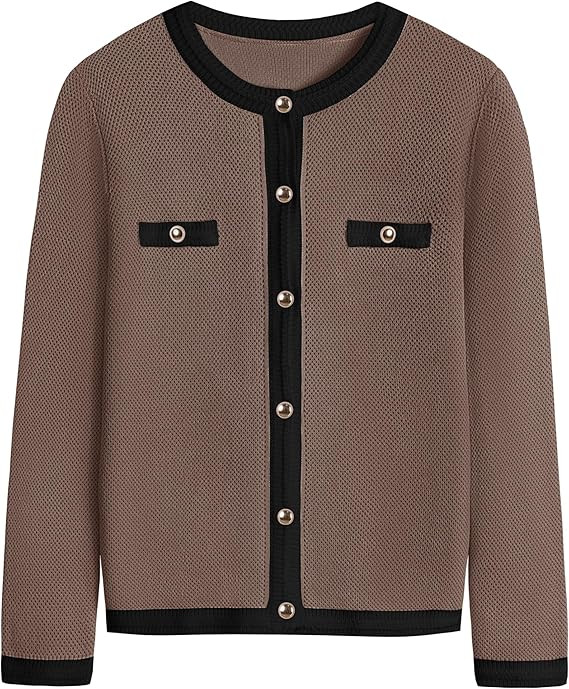 ZESICA Women's Cardigan Sweaters Button Down Long Sleeve Crew Neck Knit Tops 2024 Fall Trendy Out... | Amazon (US)