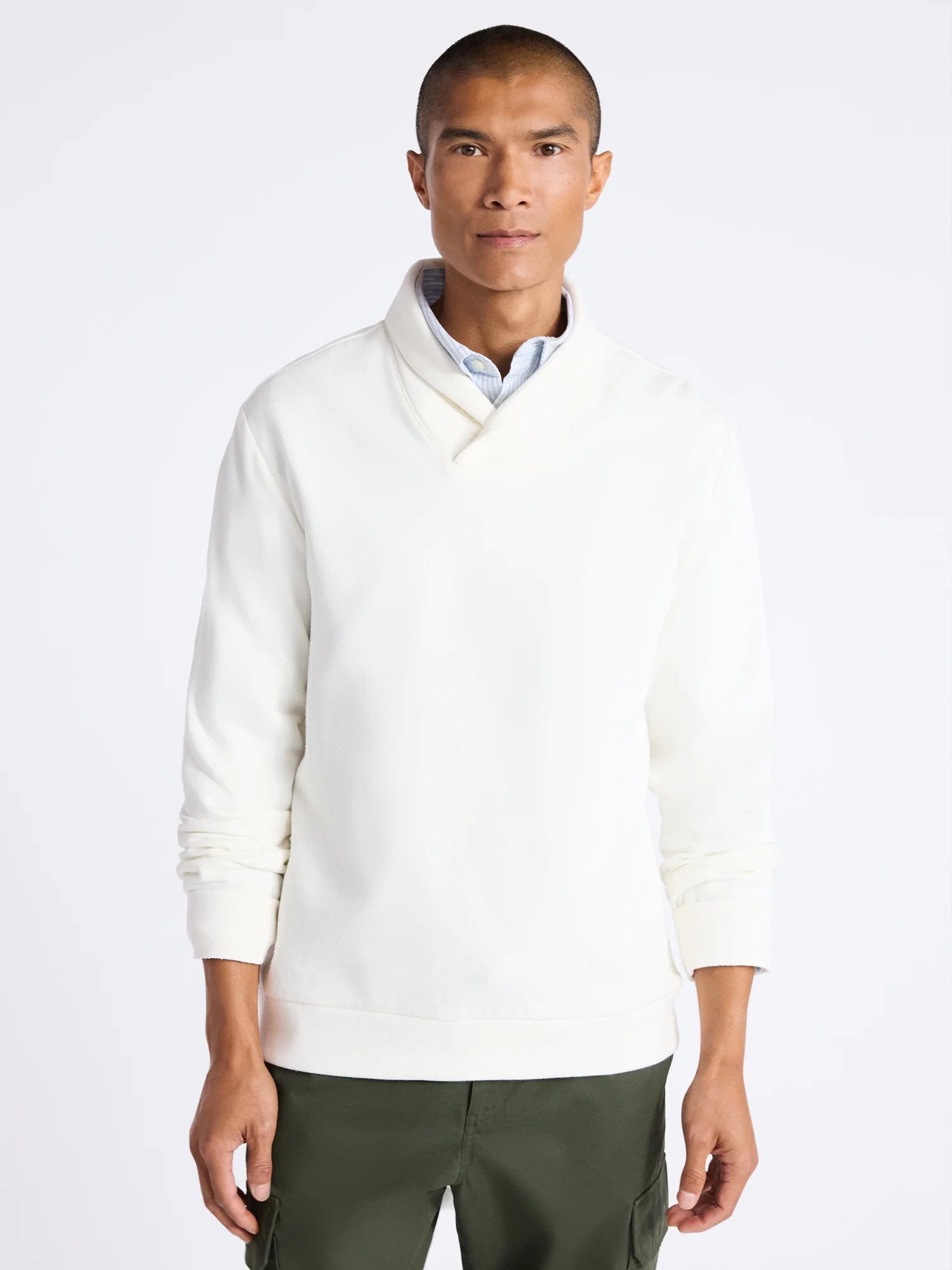 Free Assembly Men's Shawl Collar Fleece Sweatshirt, Sizes S-3XL | Walmart (US)