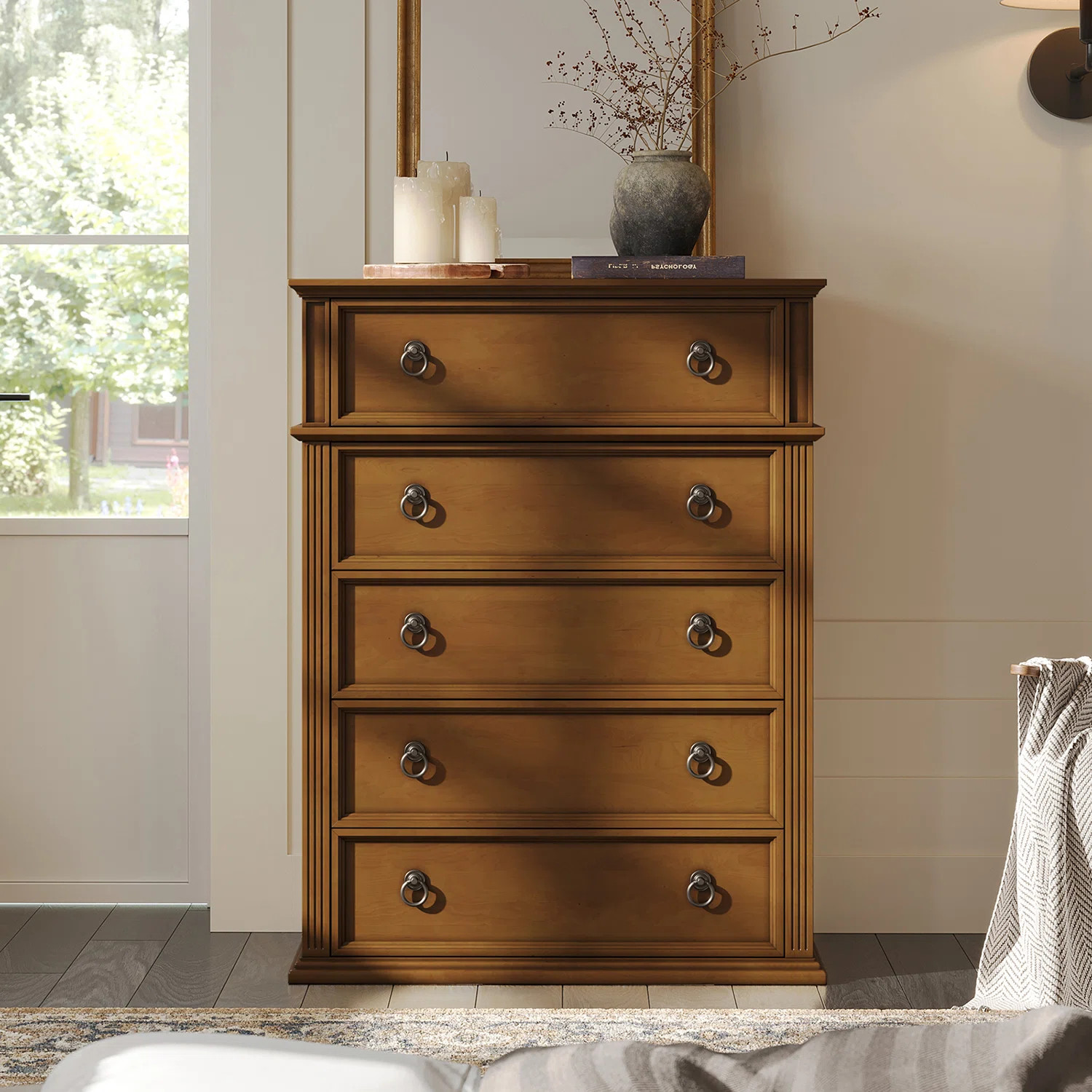 Advith 50'' H Traditional 5 - Drawer Dresser with Hidden Drawer and Separate Storage | Wayfair North America