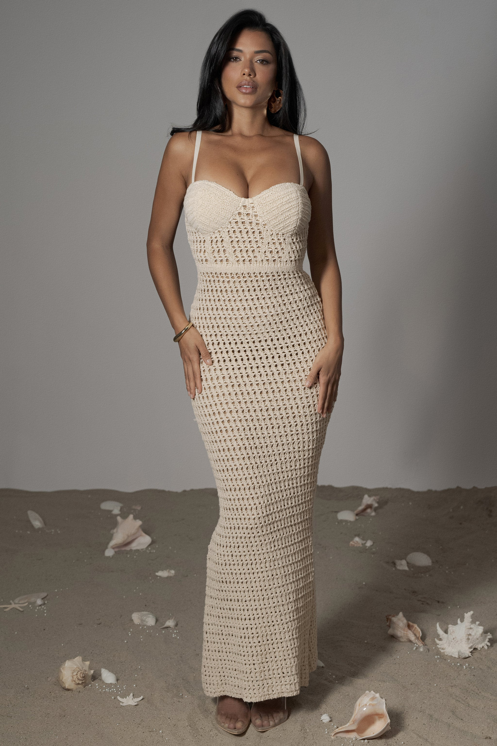 Milk Deep Sea Crochet Maxi Dress | JLUXLABEL