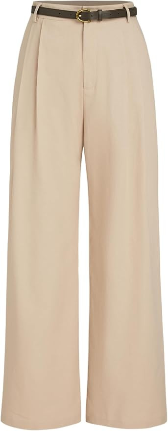 CIDER Solid Linen Blend Belted Wide Leg Pants | Amazon (US)