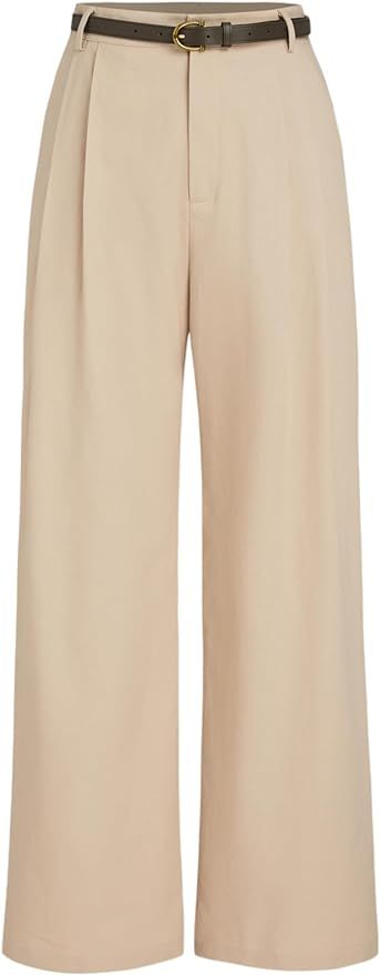 CIDER Solid Linen Blend Belted Wide Leg Pants | Amazon (US)