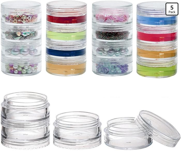5 Set (20 Pieces) Stackable Cosmetic Containers with Screw Lids and Labels\uff0c10 Grams Clear Pl... | Amazon (US)
