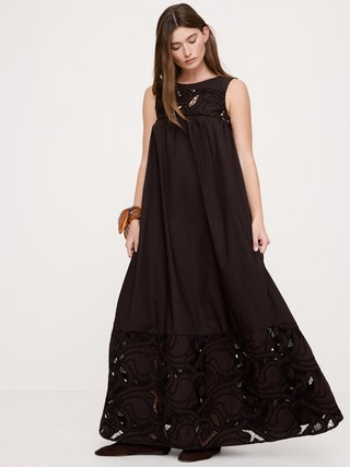 Embroidered Cotton Poplin Maxi Dress | Banana Republic (US)