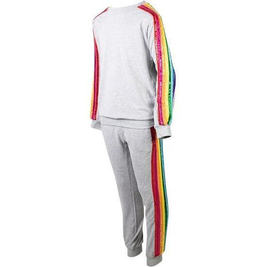 Sequin Rainbow Tracksuit Set, Grey | Maisonette