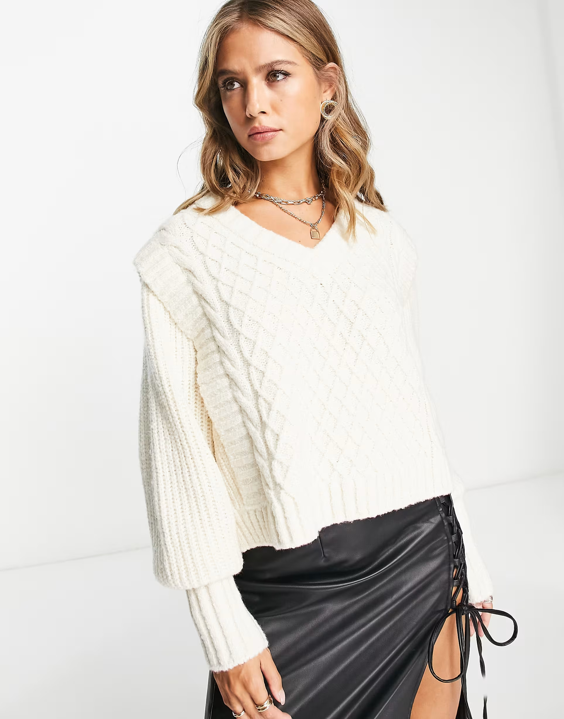 & Other Stories wool cable detail knit sweater in off white | ASOS (Global)