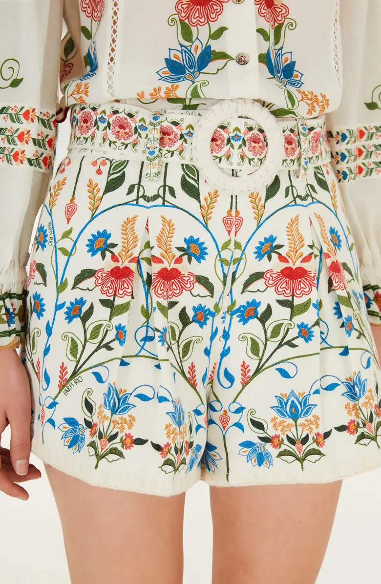 FARM Rio Fraga Print Belted Shorts | Nordstrom | Nordstrom