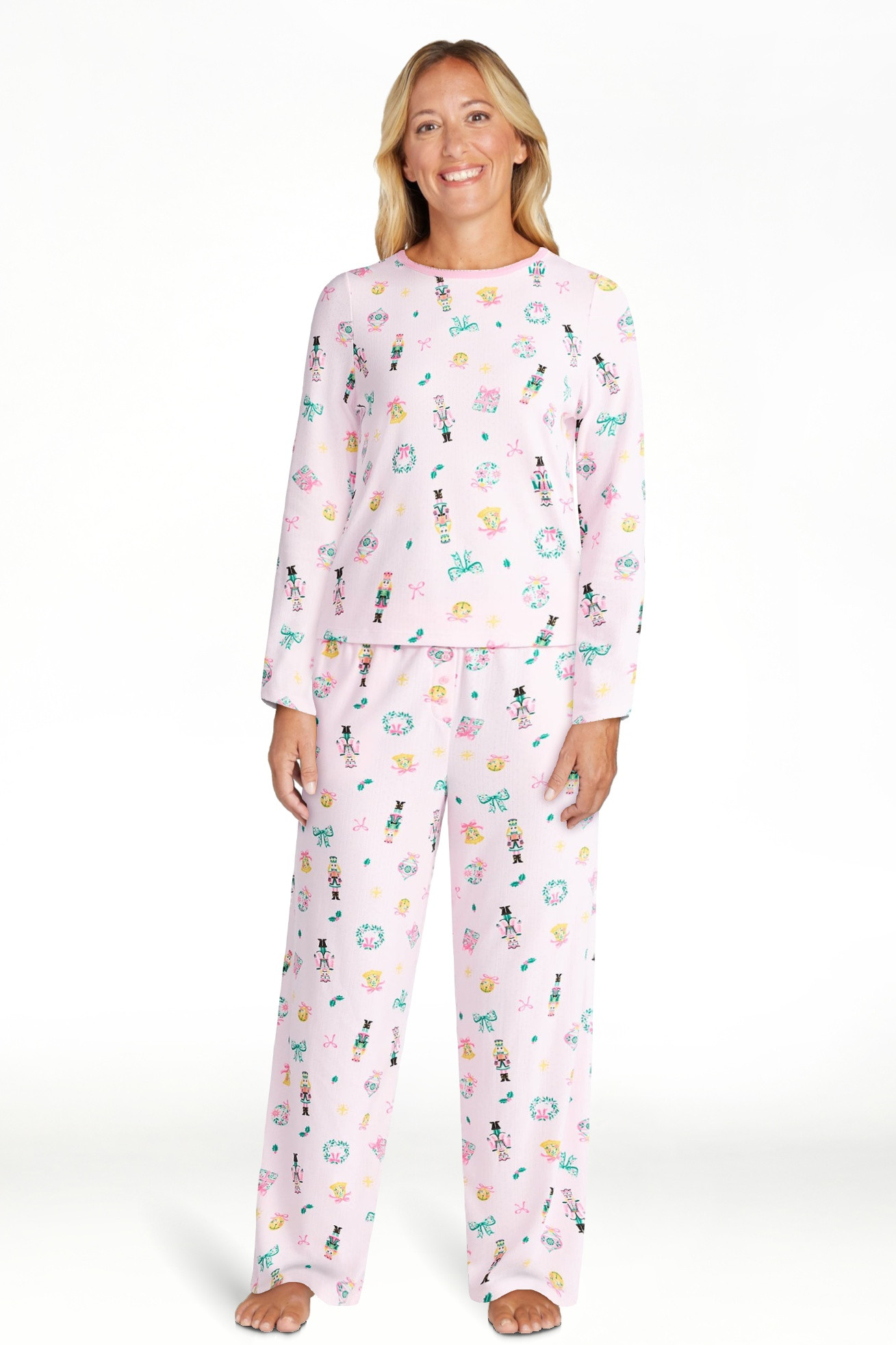 Christmas Women's and Women's Plus Long Sleeve Top and Wide Leg Pants Pajama Set from Holiday Tim... | Walmart (US)