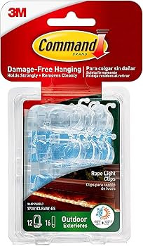 Command Outdoor Rope Light Clips with Foam Strips, Clear, 3 Pack, 36-Clips Total (17301CLRAW-ES) | Amazon (US)