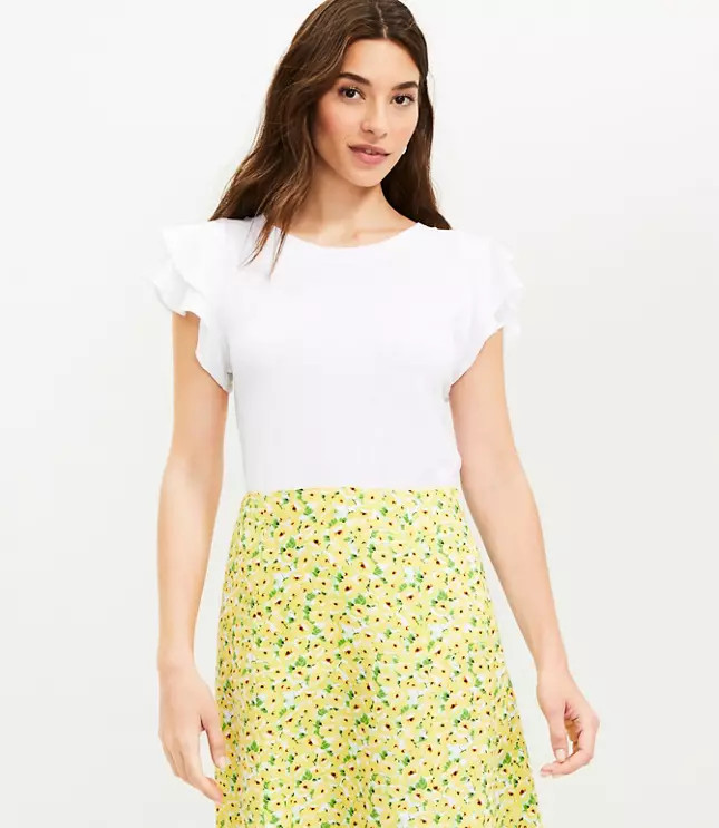 Tiered Ruffle Sleeve Tee | LOFT