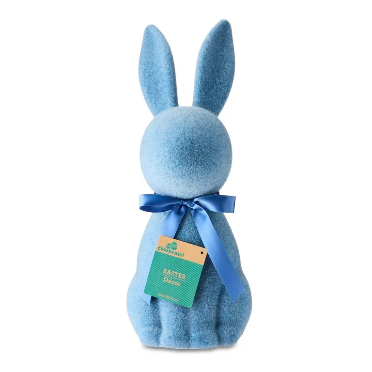 Easter Flocked Blue Bunny Decor, 16 in, by Way To Celebrate | Walmart (US)