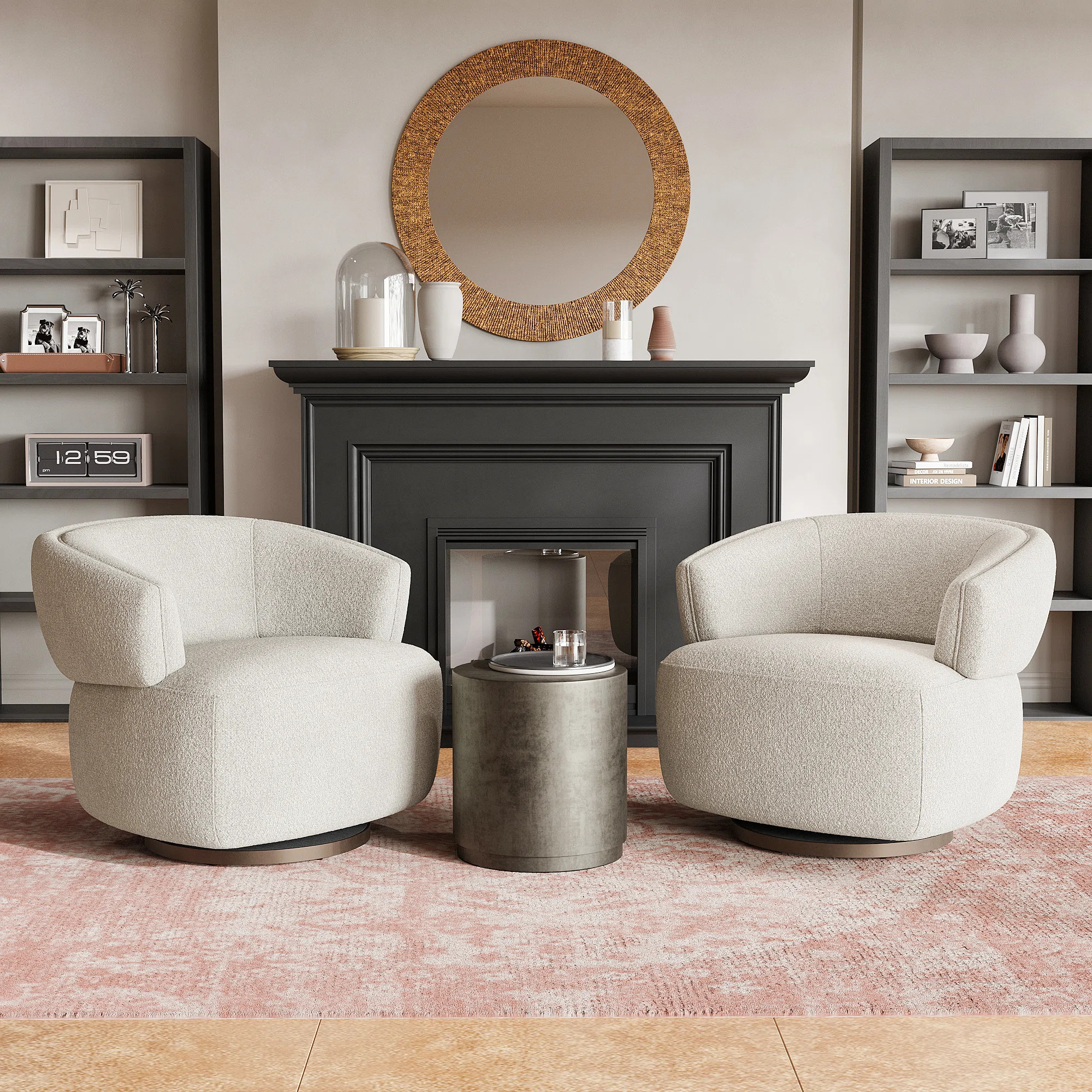Jazmond Fully Assembled Upholstered Swivel Barrel Chair,Set of 2 | Wayfair North America