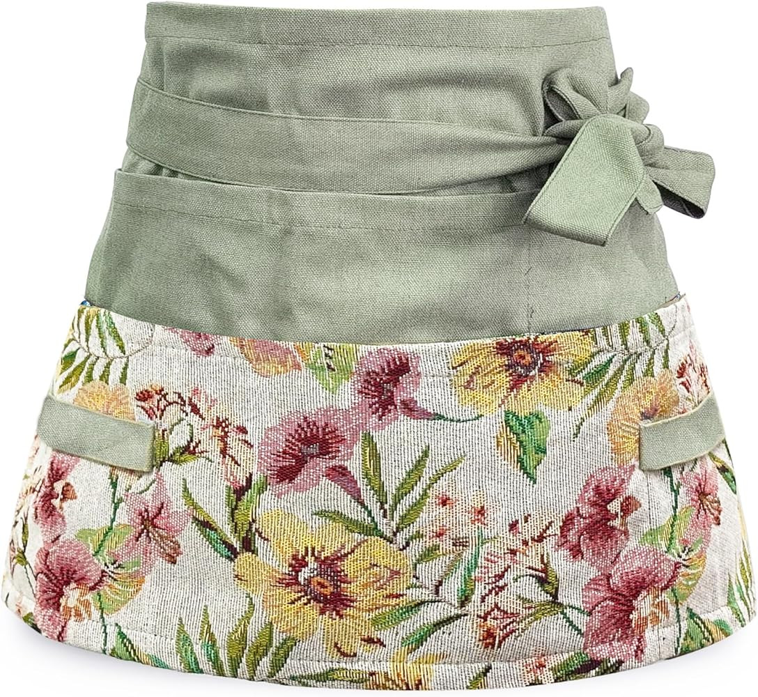 Garden Apron for Woman, Serve Apron Cute, Flora Half Apron with 8 Pockets, Valentines Gift for Mo... | Amazon (US)