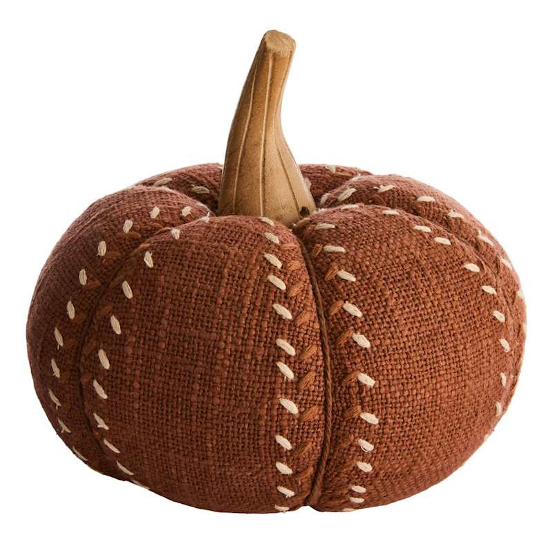 Brown Fabric Pumpkin, 8", sold by At Home | At Home