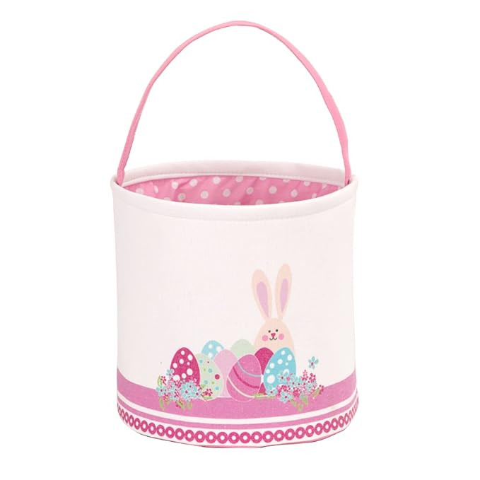 LessMo Easter Bunny Basket Egg Buckets, Pink Cute Personalized Canvas Cotton Tote Bags Egg Hunt B... | Amazon (US)