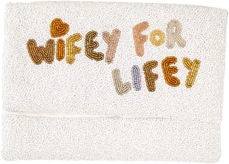 WIFEY FOR LIFEY Clutch Purse, Wifey Clutch Bag, Bride Clutch, Hand Beaded Purse, Gifts for Engage... | Amazon (US)