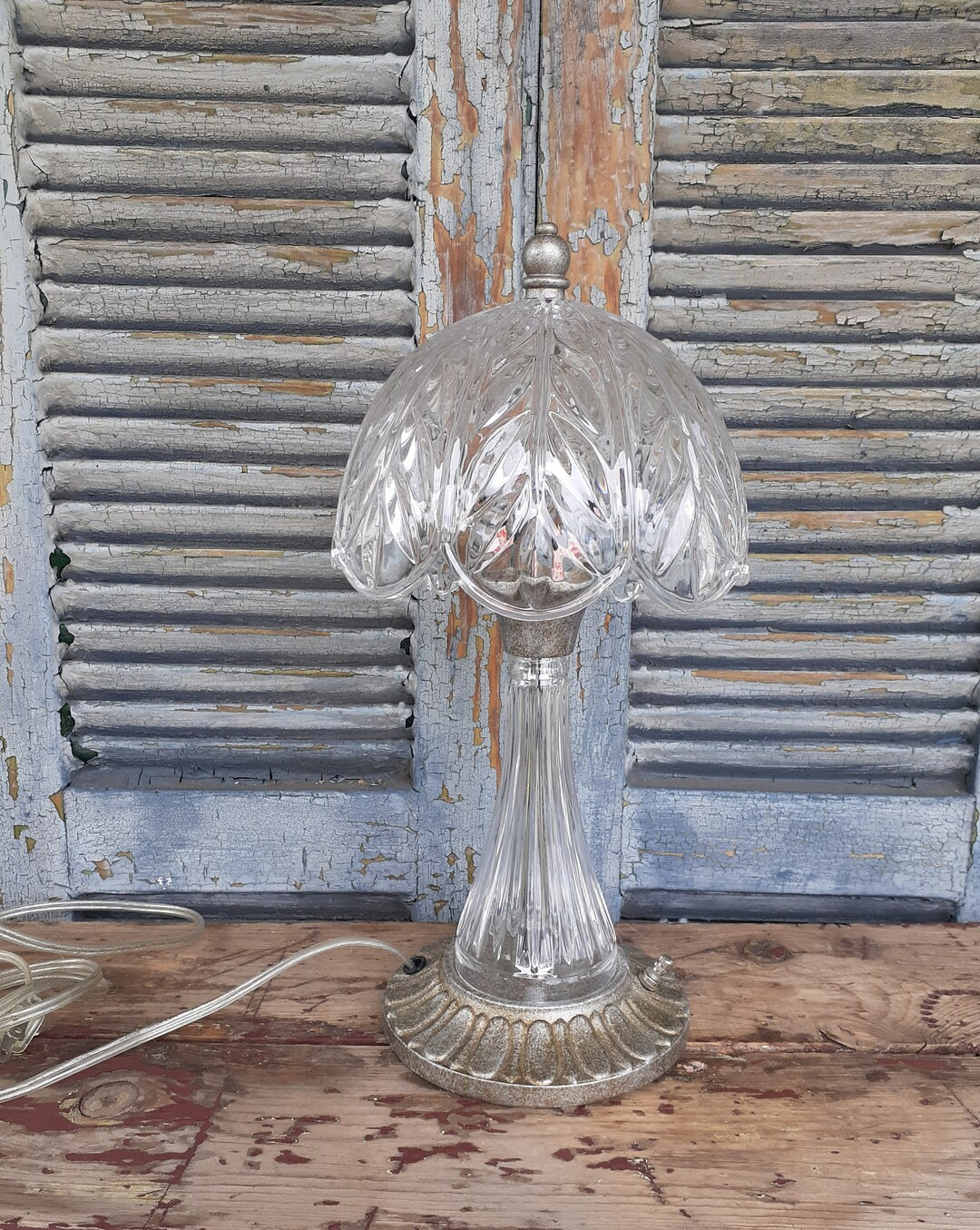 Crystal Table Lamp Desk Lamp Pressed Glass Crystal Lamp Electric Lamp Clear Glass - Etsy | Etsy (US)