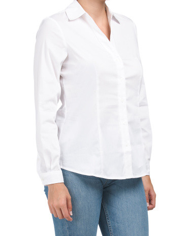 Poplin Button Down Blouse | TJ Maxx