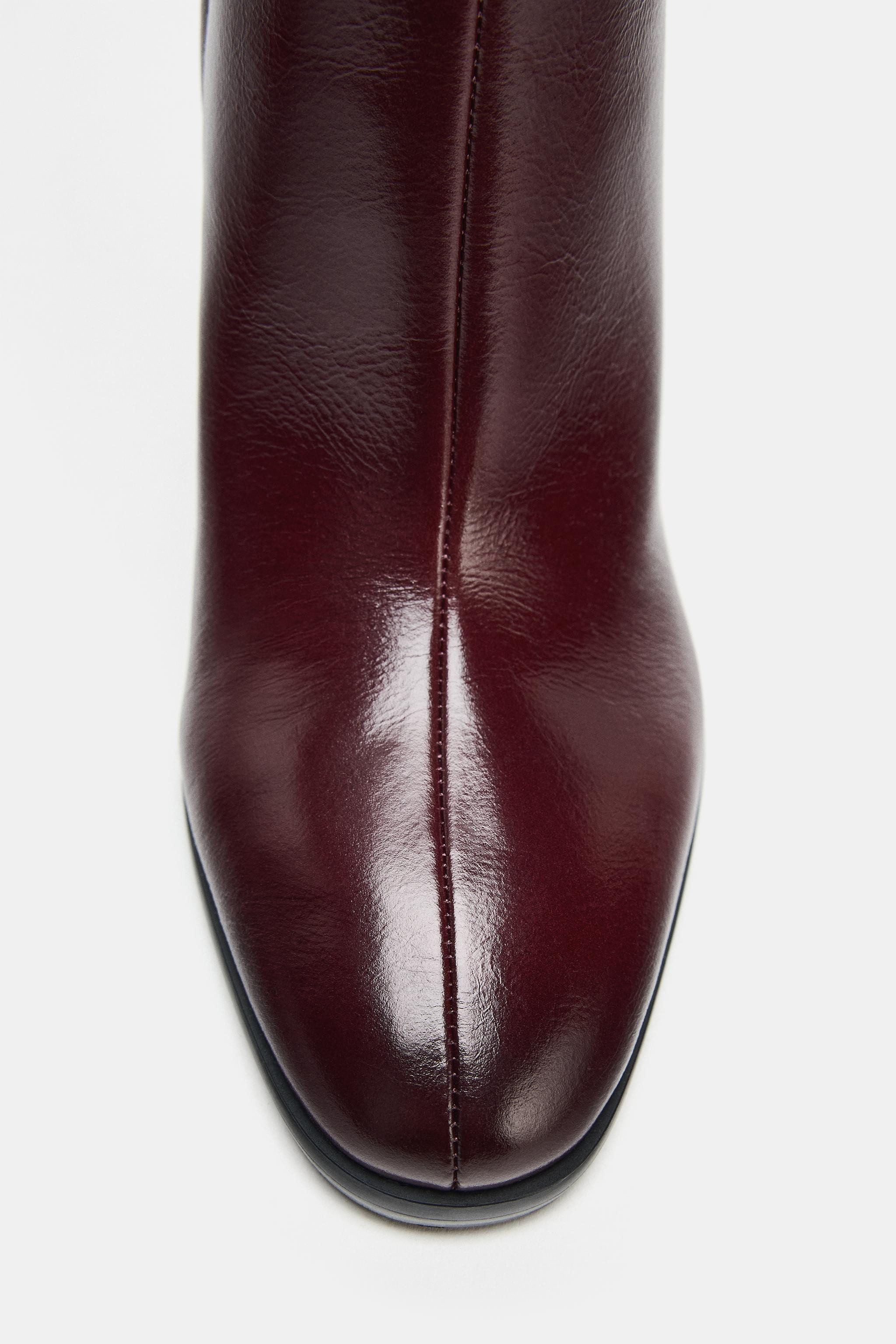 WIDE HEEL LEATHER BOOTS | Zara US