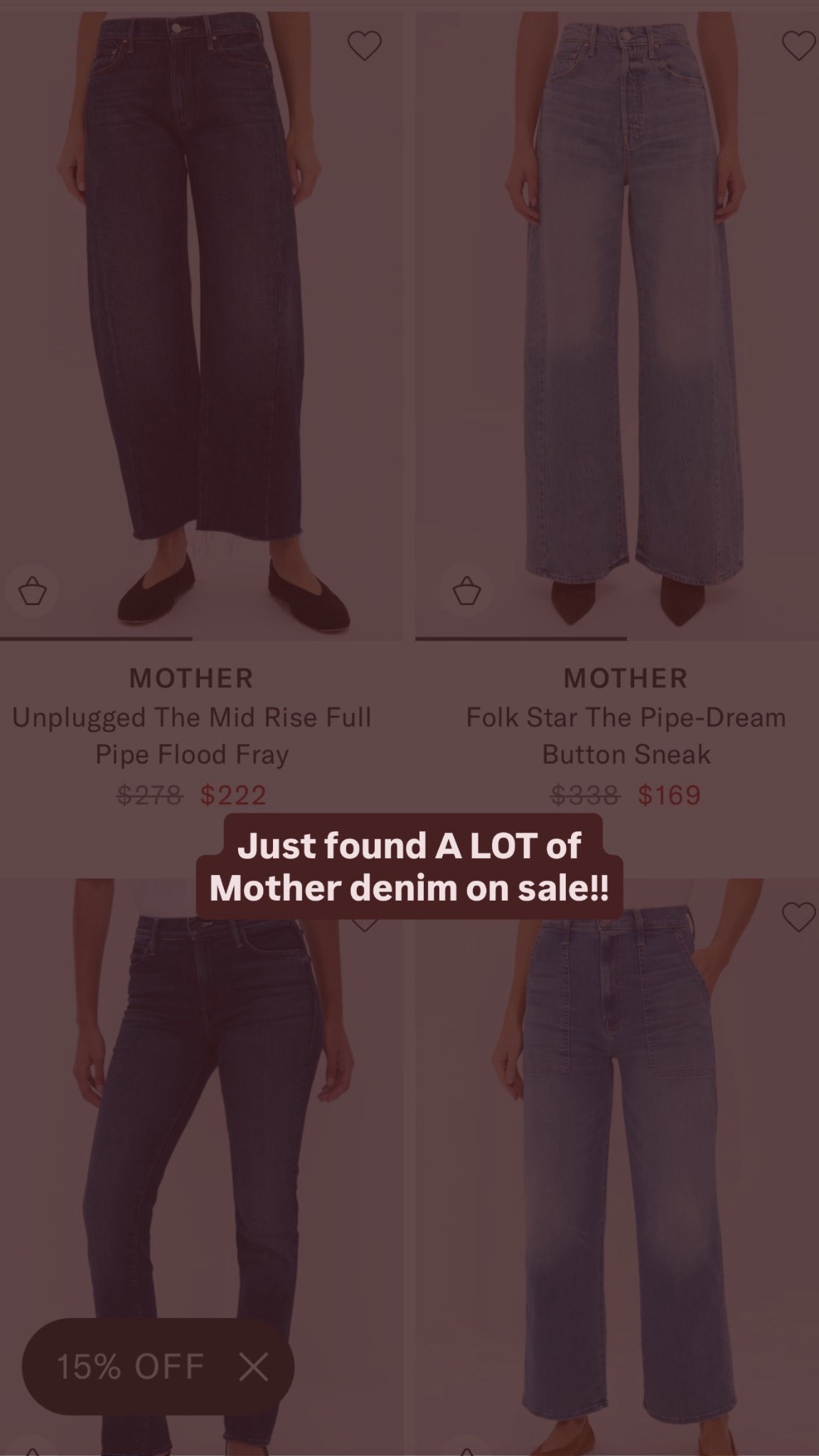 Lots of markdowns on Mother denim here! I do my true size in this brand 

#LTKSaleAlert