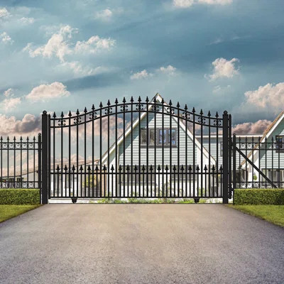 ALEKO® DG16STPSSLAC1500 St Louis Style Single Sliding Steel Driveway Gate 16' with Gate Opener | Wayfair North America