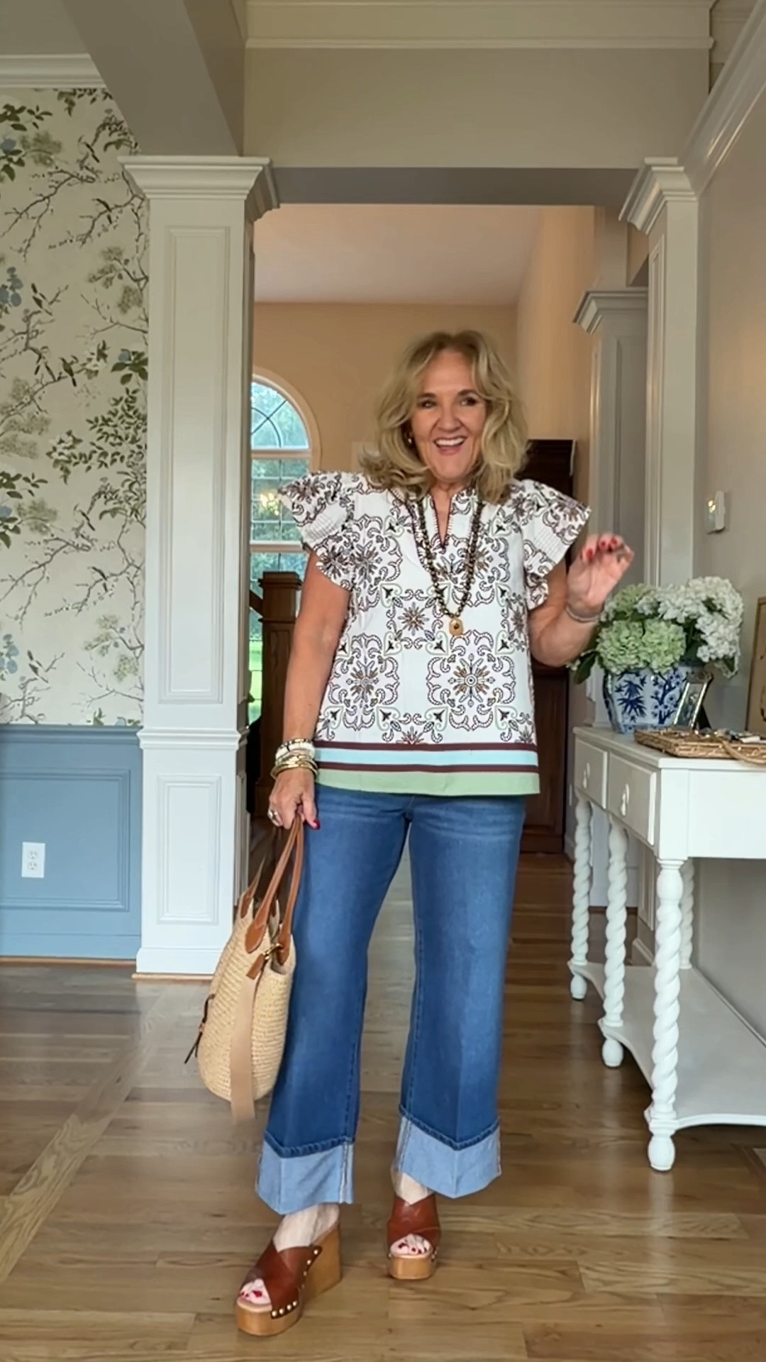 I double checked the tag the blouse is a small jeans are in eight to the size
You’ll love the prices on this
Clogs are from Anthropologie a year or two ago, but I’ll link this year’s version and a couple other similar
My large tote is also on sale

#LTKSaleAlert #LTKOver40 #LTKootd