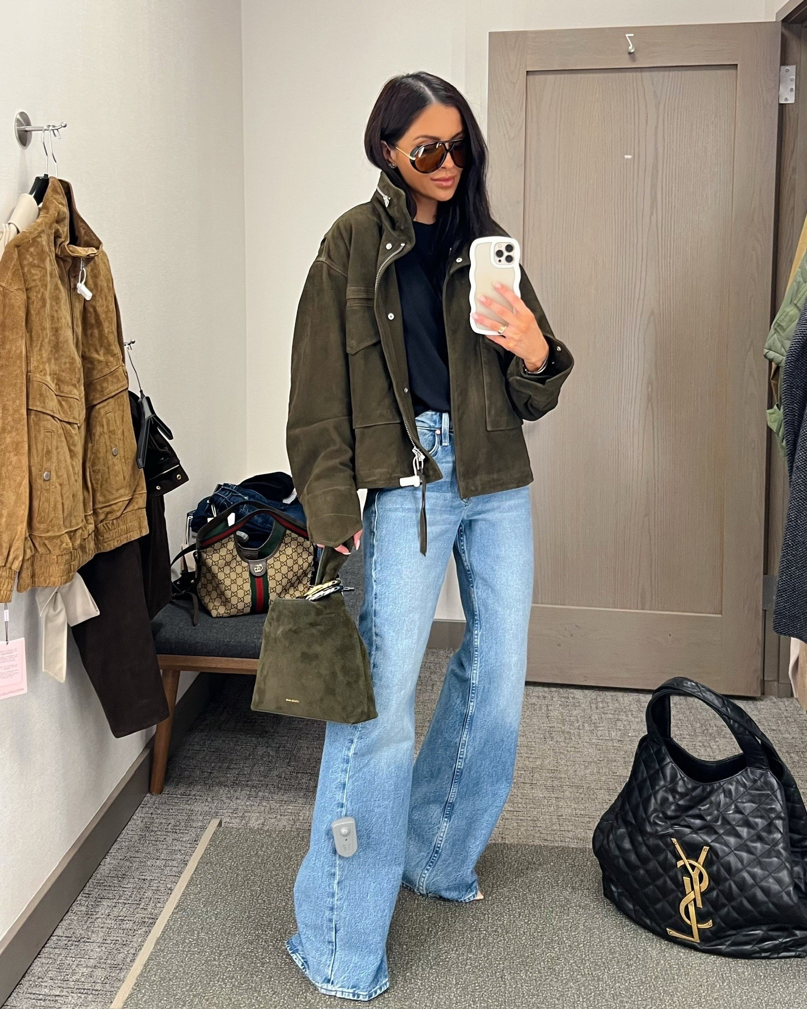 Nordstrom anniversary sale picks I’m buying 
Mother bookie jeans wearing a 23 (size down) - my favorite pair from the #NSALE
Nordstrom black tee wearing an xs
AllSaints suede jacket wearing an xs
Veronica beard suede bag

#LTKSaleAlert #LTKOver40 #LTKootd