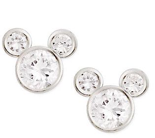 Disney Sterling Silver Diamonique Mickey Stud Earrings | QVC