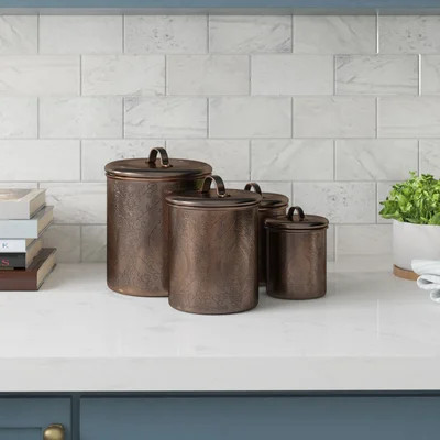 Set of 4 Canisters Set of 4 Canisters Stainless Steel 4 Piece Kitchen Canister Set | Wayfair North America