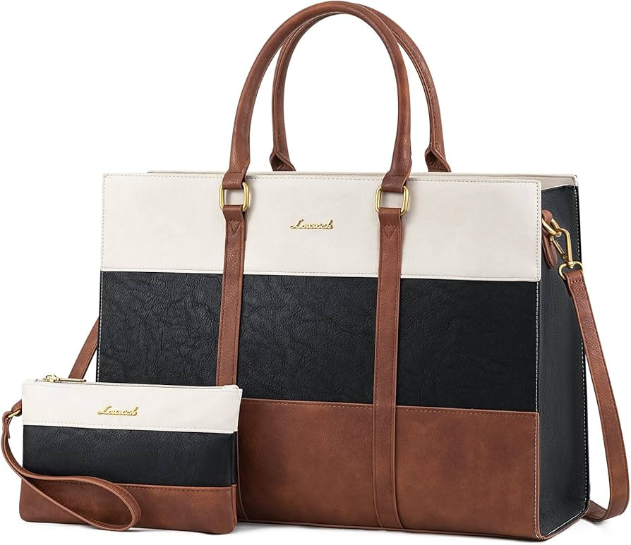 LOVEVOOK Laptop Bag for Women 17.3 Inch Laptop Tote Bag Vintage Leather Work Bags for Women Profe... | Amazon (US)
