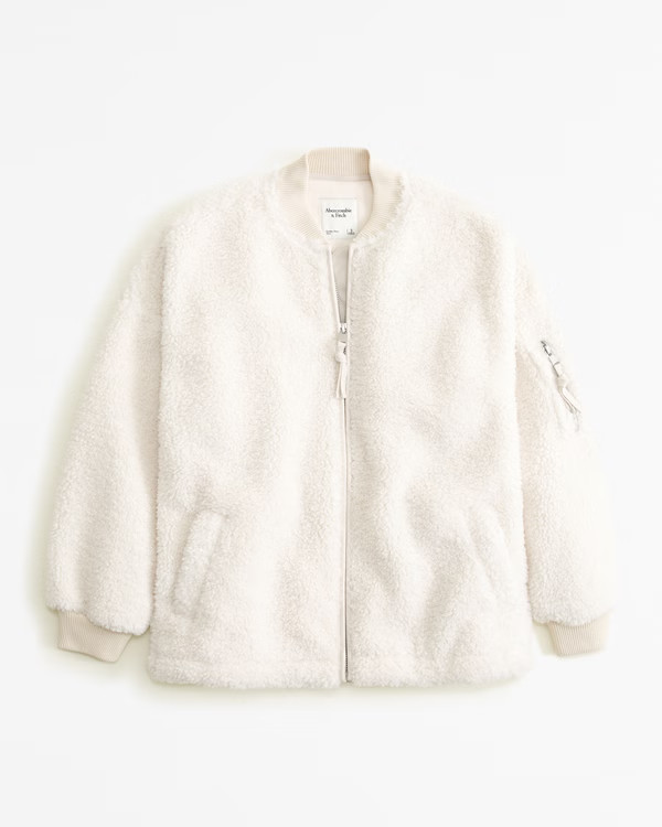Women's Oversized Sherpa Bomber Jacket | Women's Up To 40% Off Select Styles | Abercrombie.com | Abercrombie & Fitch (US)