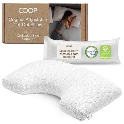 Coop Home Goods The Original Cut-Out Adjustable Pillow, Queen Size Bed Pillows for Neck & Head Support, Memory Foam - Medium Firm for Side Sleeper | Target
