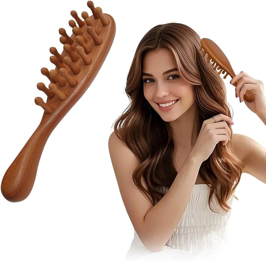Wooden Scalp Massage Comb - Sandalwood Head Massager Tool, Gua Sha Brush for Women Men Hair Growt... | Amazon (US)