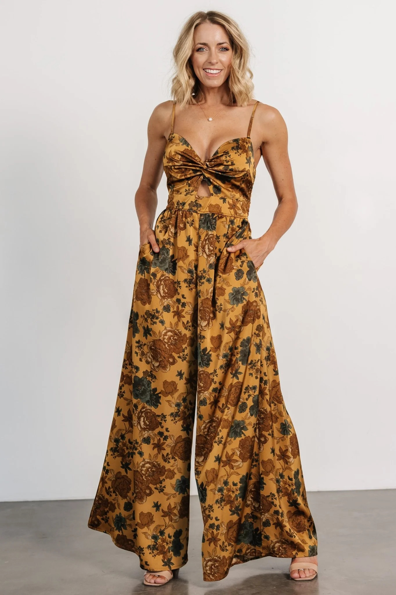 Khloe Wide Leg Jumpsuit | Gold Multi | Baltic Born