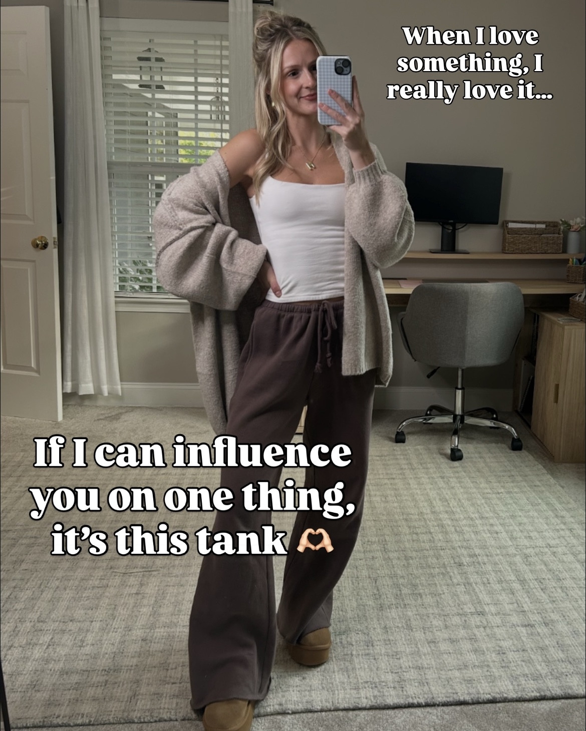 If I could influence you to grab one thing, it’s this tank 🩶
Abercrombie’s Bra-Free 90’s Cami — seamless, soft, and just the right amount of thick. Truly a must-have basic and just $20 through 10/13 with code SOFTAF 👏🏼

Sweatpants: under $20 right now during Target Circle Week
Cardigan: an Amazon Prime Big Deal & seriously SO good — super soft and the perfect relaxed fit

Sizing:
Tank – XXS
Sweatpants – XS
Cardigan – sized up to M for a cozy, looser fit 🤍

#AbercrombieStyle #TargetStyle #AmazonFinds #LTKSaleAlert #LTKFallFashion

#LTKSaleAlert #LTKFindsUnder50