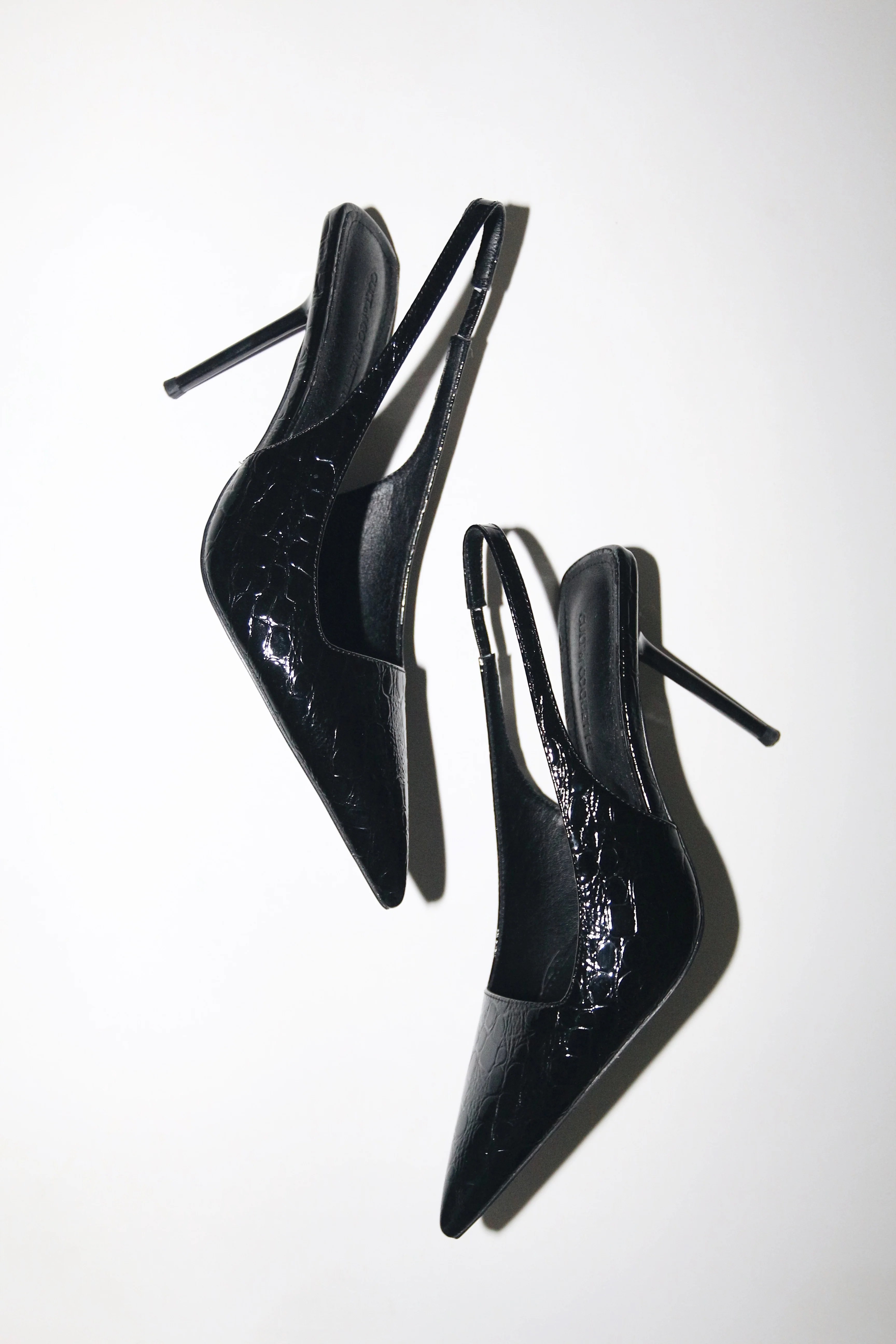 Elsa Slingback Pump Black Croc Patent 100 mm | CULT OF COQUETTE