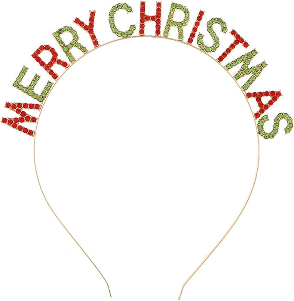 Soochat Merry Christmas Rhinestone Headbands, Xmas Crystal Hair Hoops Christmas Party Headdress H... | Amazon (US)