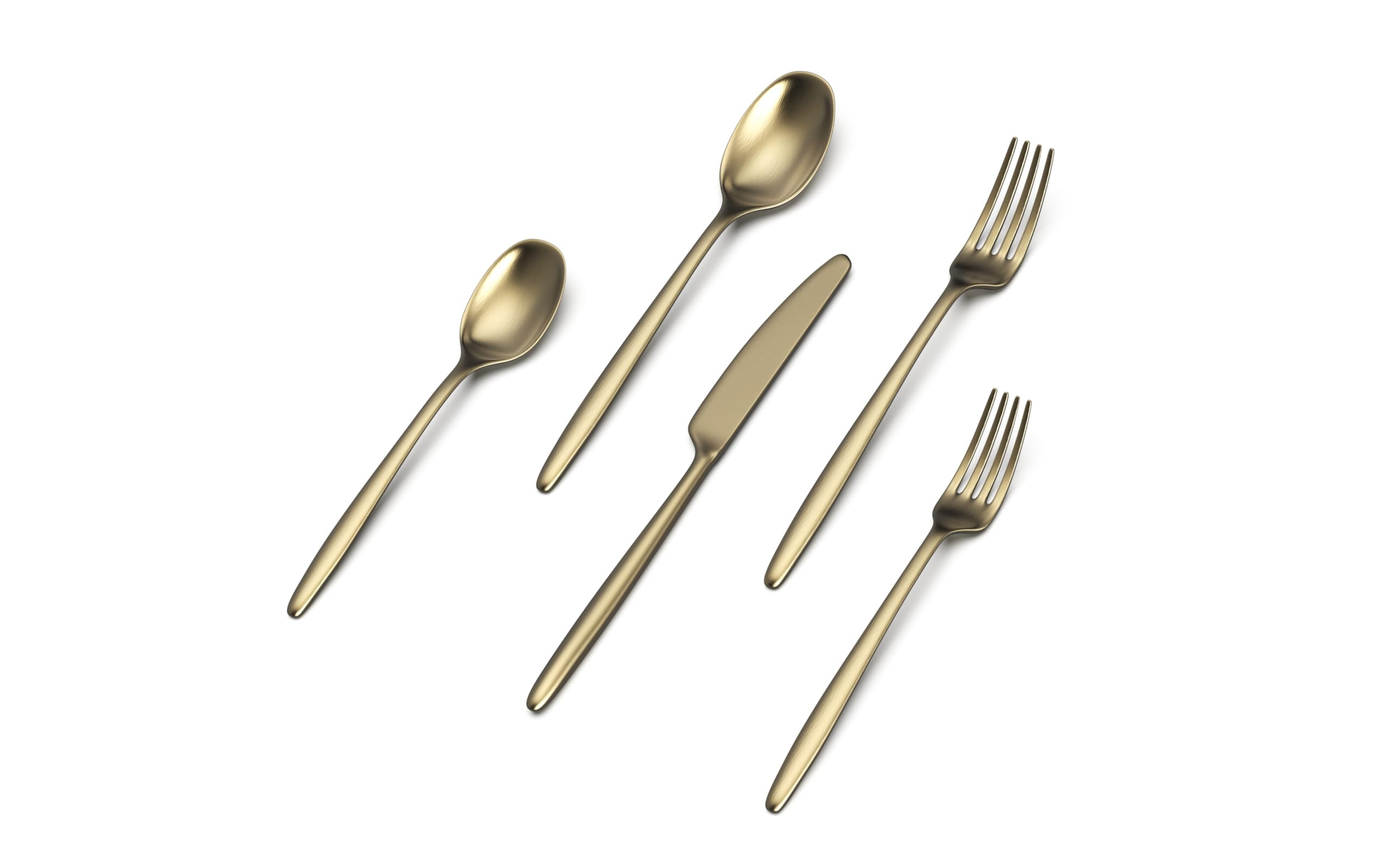 JazzUpCo Ava Flatware Flatware non toxic 18/10 stainless steel dishwasher safe (Matte Champagne G... | Amazon (US)